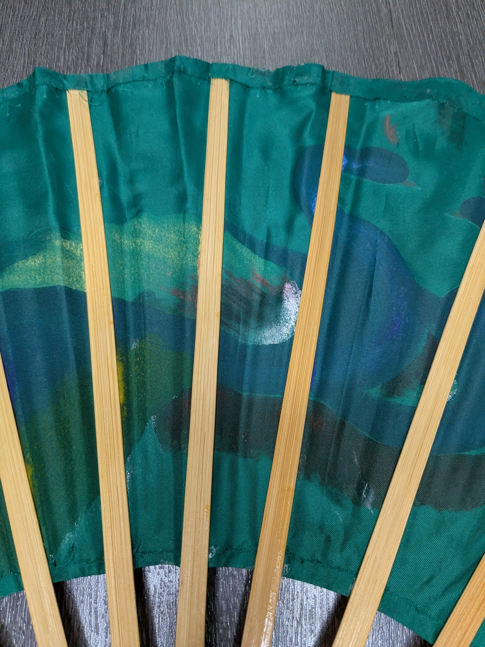 Vintage Decorative Peacock Wall Fan Handpainted Asian Floral Large 30" - Picture 13 of 16
